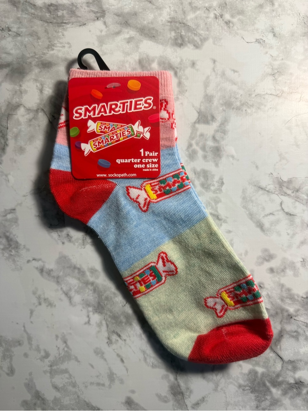 NWT Smarties Men’s Multi-Color Quarter Crew Socks ONE SIZE